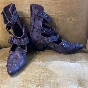 Free People Purple Heeled Boots with Vintage Charm